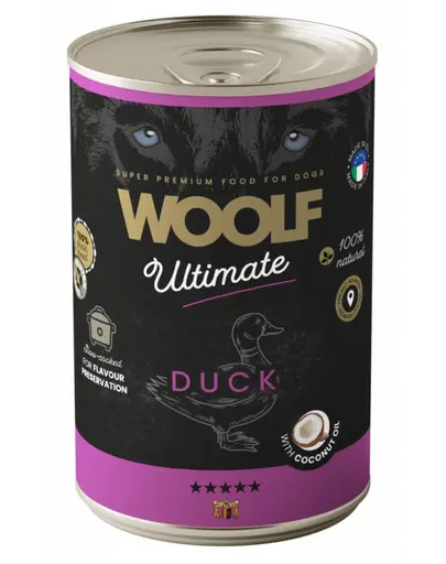 WOOLF Ultimate Adult Dog hrană câini rață cu ulei de cocos 400 g