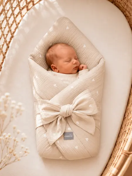 Wrap din bumbac Babyhorn pentru nou nascuti Love Sleepee
