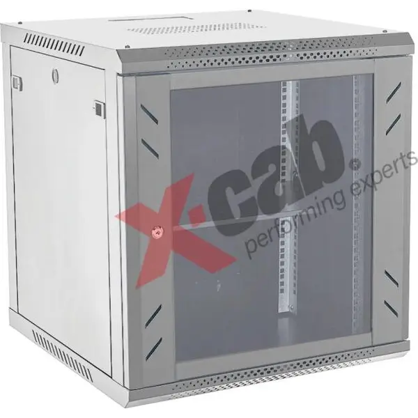 XCAB Cabinet metalic Xcab 12u60S.7035 12U, Wall mount, 600 x 600, Glass door, Gri
