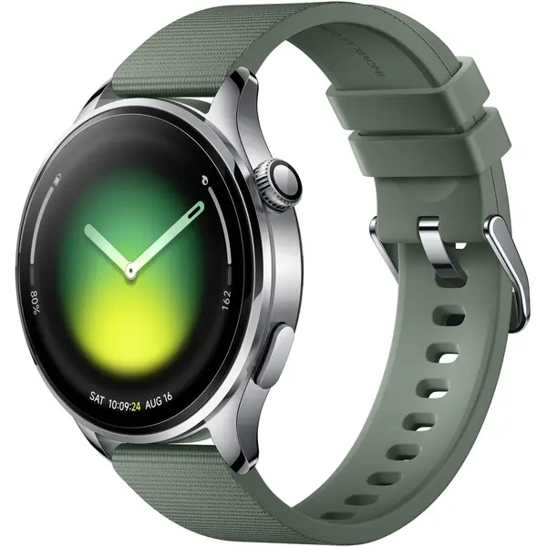 Xiaomi Ceas inteligent Xiaomi Watch 5, Argintiu, display digital AMOLED, 1.54, Bluetooth, bratara fluoroelastomer, Juniper Verde