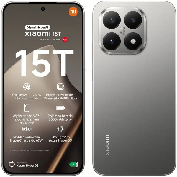 Xiaomi Telefon mobil Xiaomi 15T,12GB RAM, 512GB, 5G, Dual SIM, Dimensity-8400 Ultra, Gri