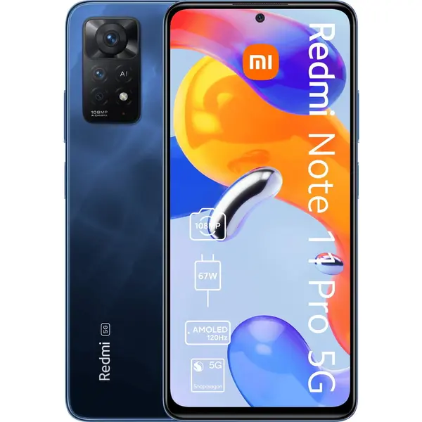 Xiaomi Telefon mobil Xiaomi Redmi Note 11 Pro 5G, Dual Sim, 64GB, 6GB RAM, Albastru