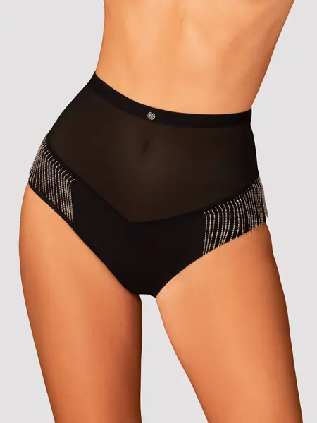 XL/2XL - Chilot cu talie inalta si accesorii metalice Milladis Negru