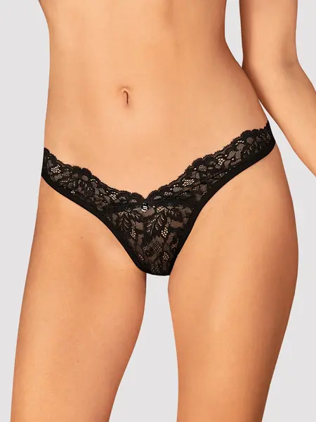 XL/2XL - Chilot tanga din dantela Bellastia Negru