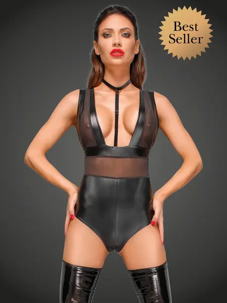 XL - Body din imitatie de piele F183 Negru