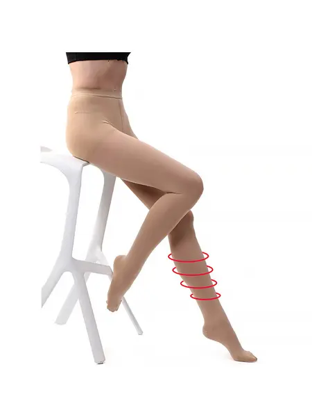 XL - Ciorapi Compresivi Medicali Soxly Clasa II (23-32 mmHg) - Tip Pantalon - Bej - Vârf Închis Ciorapi Compresivi Medicali Soxly Tip Pantalon Clasa II...