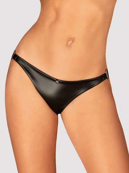 XS/S - Chilot brazilian din material ce imita pielea Viranes Negru