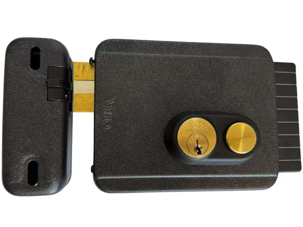 Yala aplicata stanga, de exterior, cu buton, 12V VIRO-V05S-Antracit