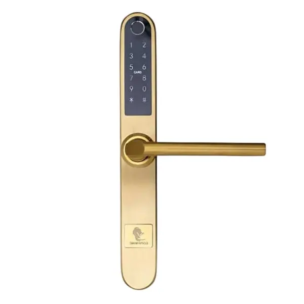 Yala inteligenta MONACO GOLD cu amprenta, Bluetooth, PIN, RFID, IP65, otel inoxidabil, finisaj auriu