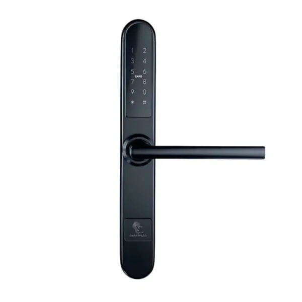 Yala smart PARIS BLACK cu Bluetooth, WiFi, PIN, RFID si cheie incuietoare inteligenta pentru cazari si proprietati moderne, SMP-PARIS-1TT-BL