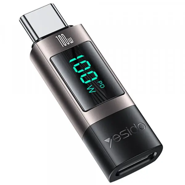Yesido Adaptor Date si Incarcare USB-C - USB-C Yesido GS24 Display, Gri