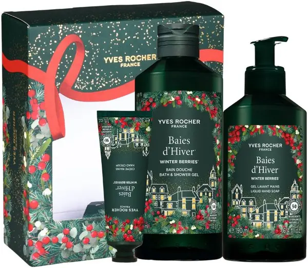 Yves Rocher Baies d'Hiver Set - Gel de duș, Săpun și Cremă de mâini, 400 + 190 + 30 ml