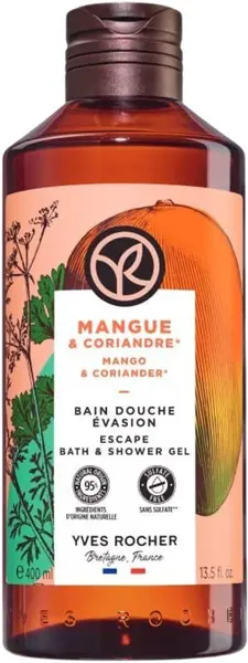 Yves Rocher Bain Nature Gel de duș , mango și coriandru, 400 ml