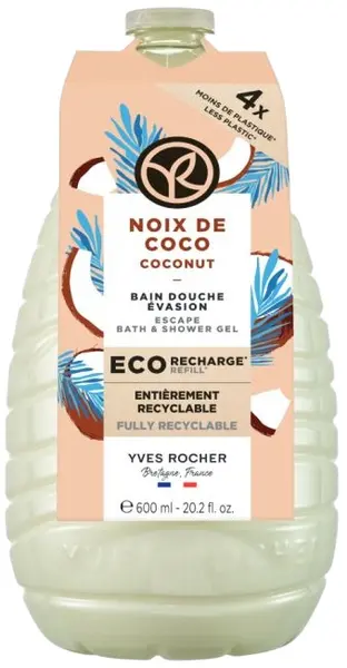 Yves Rocher Bain Nature Gel de duș, nucă de cocos, umplutură, 600 ml