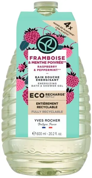 Yves Rocher Bain Nature Gel de duș ,zmeură și mentă, umplutură, 600 ml