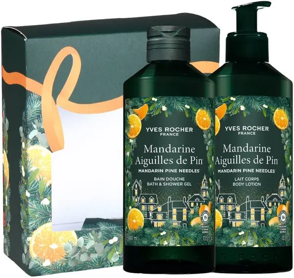 Yves Rocher Mandarine Aiguilles de Pin Set - Gel de duș și Loțiune, 400 + 390 ml