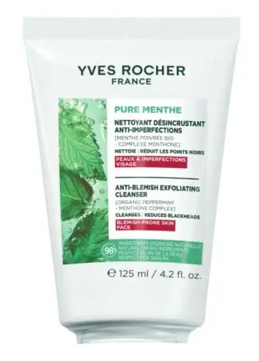 Yves Rocher Pure Menthe Scrub pentru curățarea punctelor negre, 125 ml
