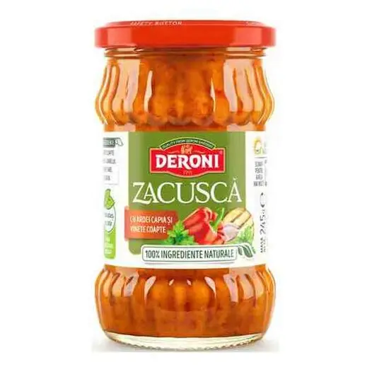 Zacusca cu ardei capia si vinete coapte Deroni 300g Engros