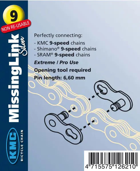 Zala KMC Missing Link 9V Bolt-6.6mm Unica Folosinta Argintiu