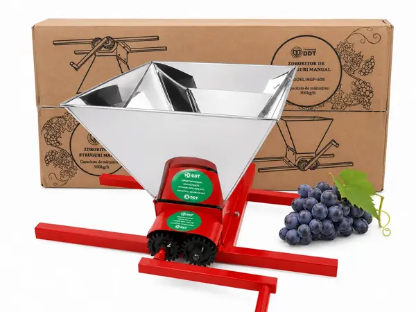 Zdrobitor de struguri DDT, manual, Productivitate 300Kg h, Volum cuva 25L, Inox