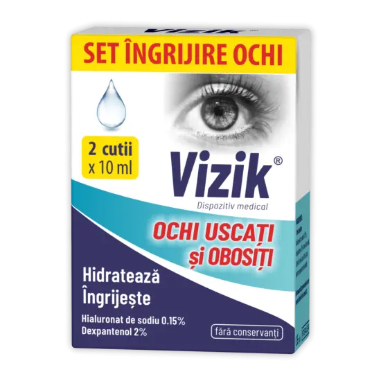Zdrovit vizik picaturi ochi uscati si obositi 2 flacoane X 10ml 1 set pach.
