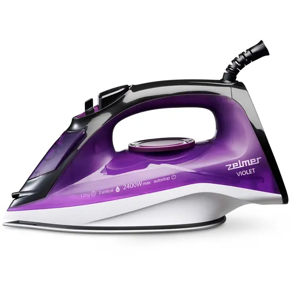 ZELMER Fier de calcat Zelmer ZIR1515, Putere 2400W, Jet de abur max 120gr, Abur constant 30gr/min, Oprire automata de siguranta, Capacitate 280ml, Calcare verticala si uscata, 2 sistem anticalcar, Antipicurare; Spray cu pulverizator(vaporizator), Talpa c
