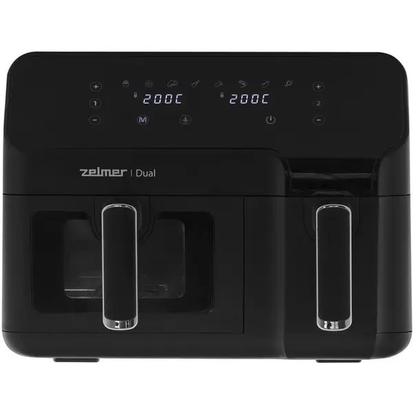 ZELMER Friteuza cu aer cald multifuctionala Zelmer Dual ZAF9000 , 2700W , capacitate 9 l, 8 programe de gatire, timer 60 min, Negru