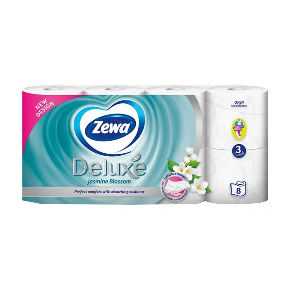 Zewa Hartie igienica, 3 straturi, 8 role, Deluxe Jasmine Blossom