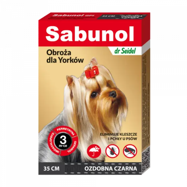 Zgarda antiparazitara caini , Sabunol GPI talie mica 2-10 kg Neagra , 35 cm