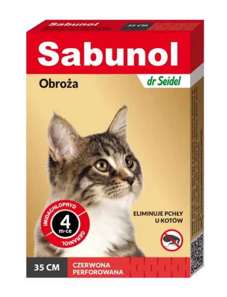 Zgarda antiparazitara pisici, SABUNOL CAT, rosie, 35 cm