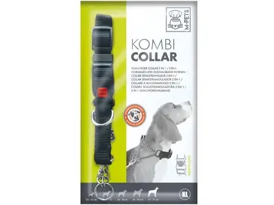 Zgarda cu sistem de semi-choke, KOMBI M-PETS, negru, XL, 2,5x51 cm/71 cm