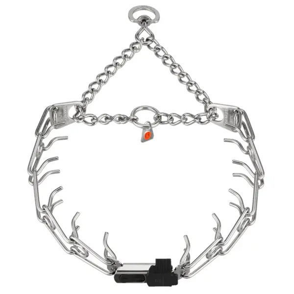 Zgarda de dresaj ULTRA-PLUS cu lant si inchidere ClicLock, inox negru - 60 cm - 3.2 mm