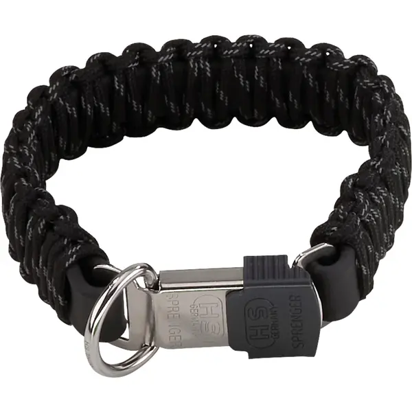 Zgarda Herm.Sprenger Paracord neagra cu eliberare rapida - 40 cm