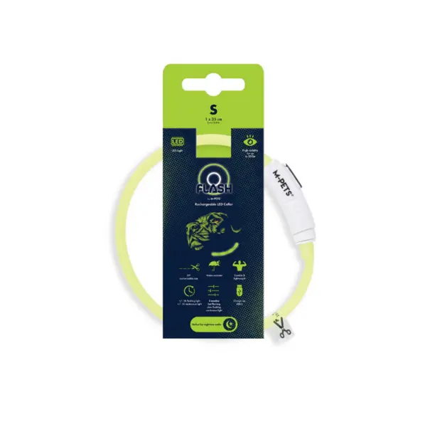 Zgardă LED reîncărcabilă pentru câini M-PETS FLASH Green 10855399 S