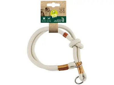 Zgarda pentru caini, ECO M-PETS, alb, M, 0,8 cm x 45 cm