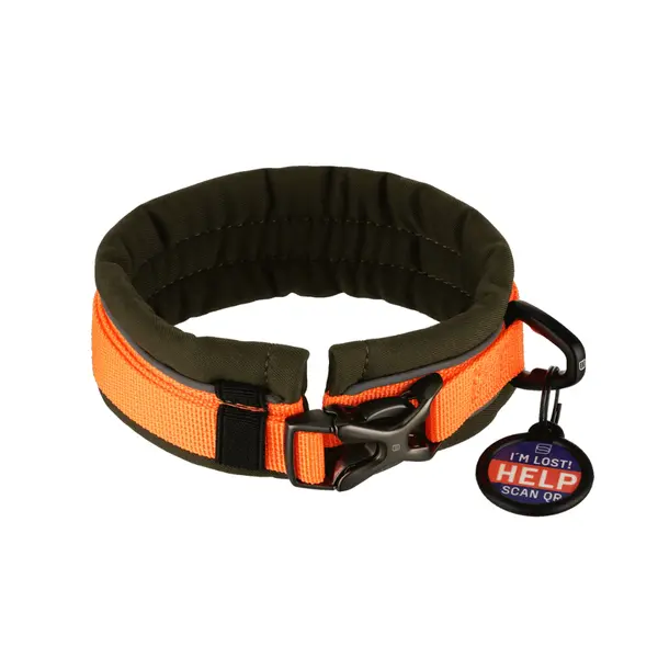 Zgarda pentru caini Herm Sprenger Softshell reglabila - S/M - Oranj+Kaki