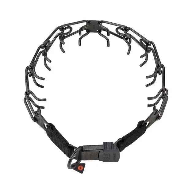 Zgarda Sprenger din otel inoxidabil negru pentru dresaj cu catarama rapida - 52cm