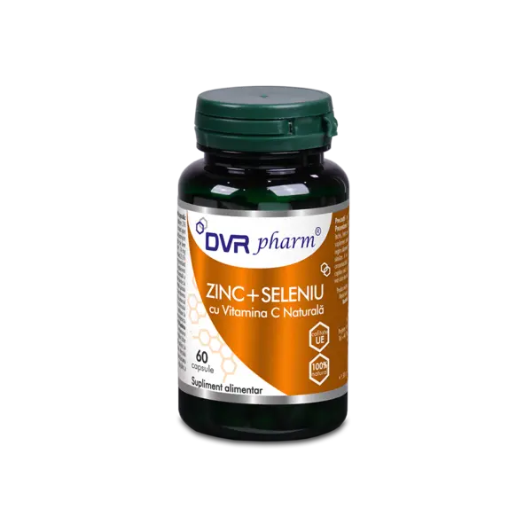 Zinc + Seleniu cu Vitamina C Naturala, 60 capsule, DVR Pharm