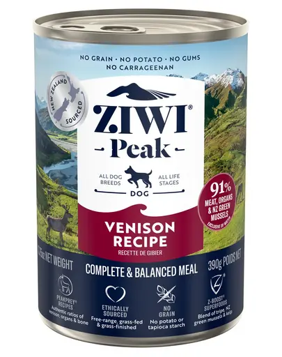 ZIWIPEAK Dog Venison Hrana umeda pentru caini, cu carne de vanat 390 g