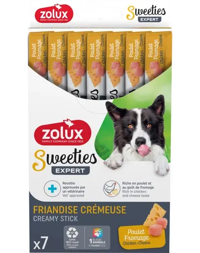 ZOLUX Gustare cremoasă pentru câini SWEETIES pui și brânză 7x14g