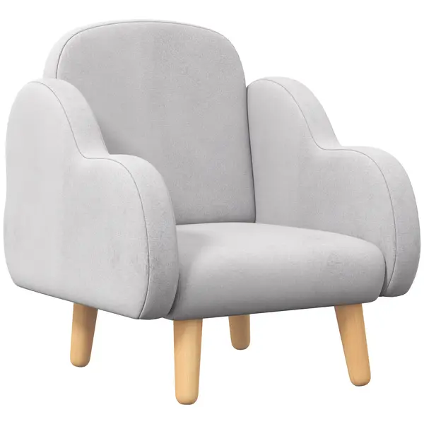 ZONEKIZ Fotoliu pentru Copii în Stil Scandinav cu Cotiere, Fotoliu din Material Textil pentru Copii până la 3 ani, 46x51x55 cm, Gri | Aosom Romania