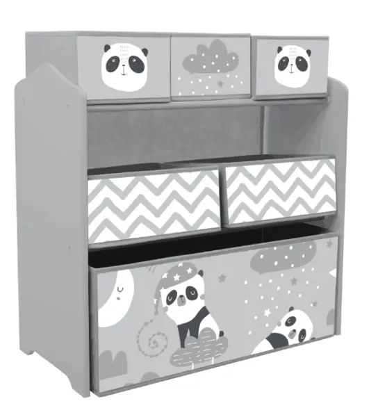 ZONEKIZ Raft Mobil pentru Jucării, Comodă cu 6 Rafturi Detașabile din Material Textil, 63x30x66 cm, Gri | Aosom Romania