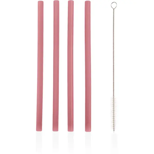 Zopa Silicone Straw pai din silicon + perie de par 6 m+ Old Pink 4 buc