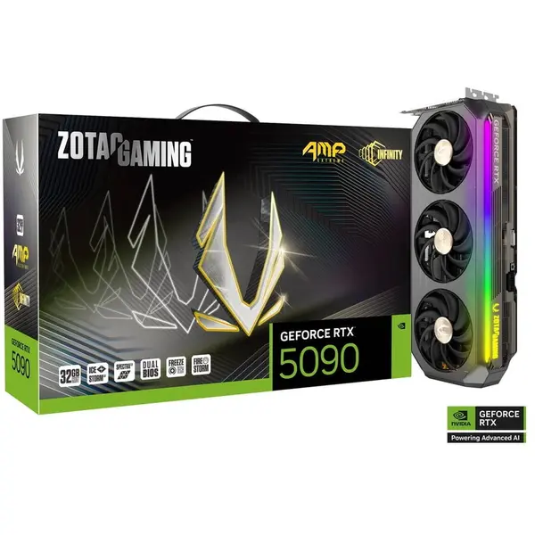 Zotac Placa video, Zotac GAMING GeForce RTX 5090 AMP Extreme INFINITY, NVIDIA 32 GB, GDDR7, 512-bit DLSS 4.0