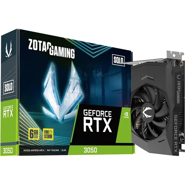 Zotac Placa video ZOTAC GeForce RTX 3050 SOLO, 6GB GDDR6, 96-bit