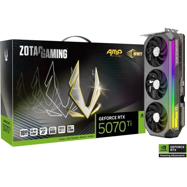 Zotac Placa video ZOTAC GeForce RTX 5070 Ti AMP Extreme INFINITY, 16 GB, GDDR7, 256-bit, DLSS 4.0