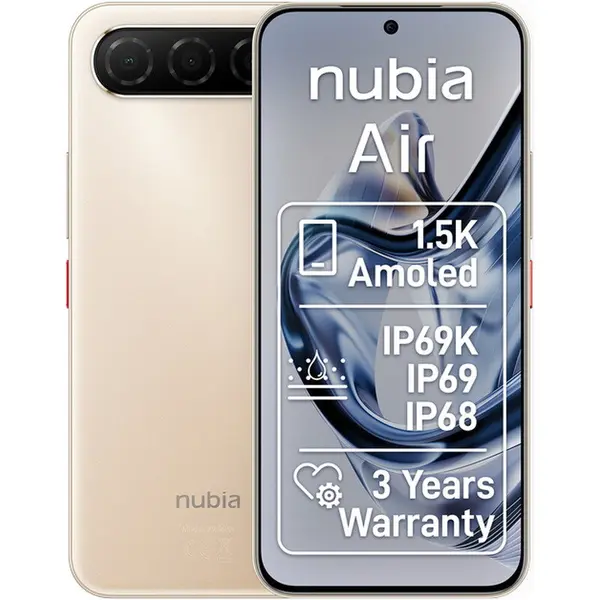 ZTE Telefon mobil ZTE Nubia Air, ecran 6.78 inch, Dual SIM, 8GB RAM, 256GB, 5G, baterie 5000mAh, Android 16, Titanium Desert
